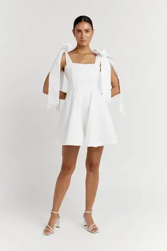 Dissh Aisle Linen Bow Mini Dress White Size 6