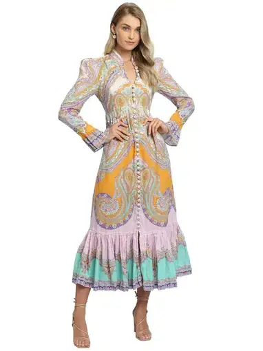 Zimmerman Lola Paisley Dress in Multi Print Size 1 / AU 10