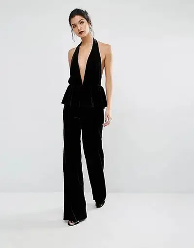 Bec & Bridge Midnight Velvet Jumpsuit Black Size 8