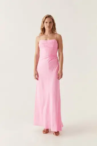 Aje Clarice Draped Maxi Dress Bon Bon Pink Size 12