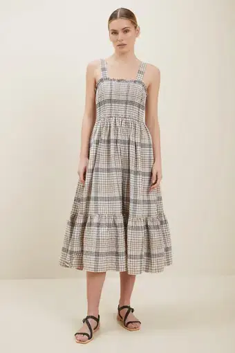 Seed Heritage Textured Check Midi Dress Print Size 10