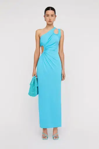 Scanlan Theodore Mercerised Maxi Dress Turquoise Size S / AU 8