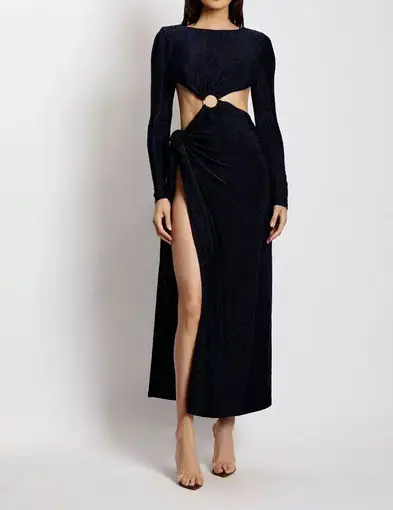 Meshki Christina Backless Dress Navy Shimmer Size S / AU 8