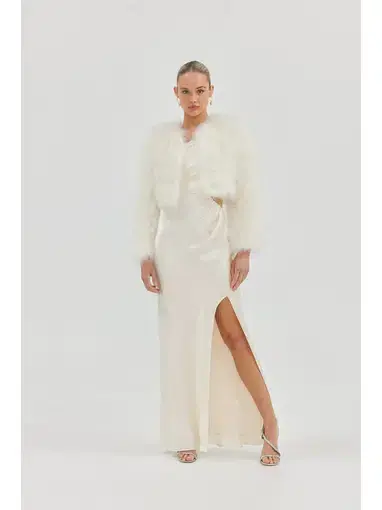 Bubish Luxe Bridal Manhattan Crop Jacket in Ivory Size XS / AU 6