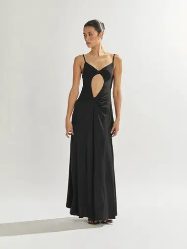 One Mile the Label Sammy Maxi Dress in Black Size AU 8