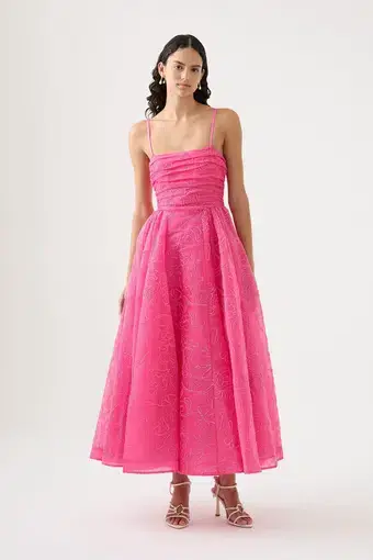 Aje Evangeline Cornelli Maxi Dress Protea Pink Size 16