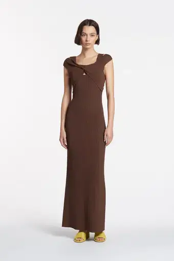 Sir Tha Label Sylvie Twist Dress Chocolate Size 0/ AU 6