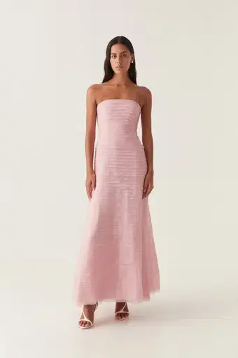 Aje Soundscape Maxi Dress Chalk Pink Size 8