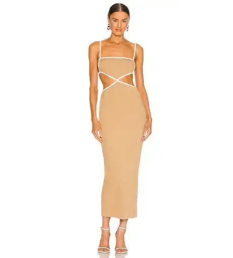 Bec & Bridge Coyote Midi Dress In Camel Size 12