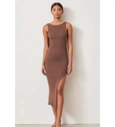 Bec & Bridge Riviera Knit Midi Dress Cedar Brown Size 10