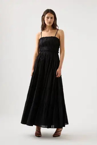 Aje Luna Tiered Maxi Dress Black Size 16 