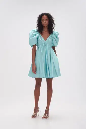 Aje Gabrielle Plunge Mini Dress Spearmint Blue Size 6