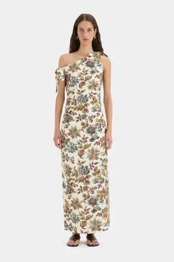 Sir the Label Eleanora Tie Shoulder Dress Viola Print Size 0/Au 6