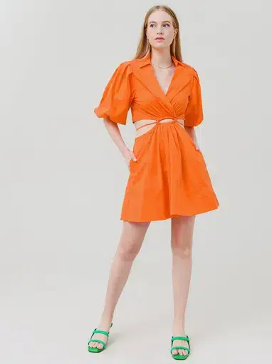 Jonathan Simkhai Aulora Cut Out Mini Dress Orange Size M/Au 10