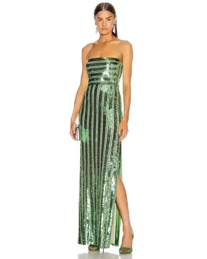 Galvan London Stargaze Bandeau Dress Green Size 10