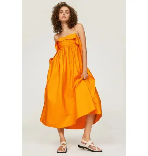 Cecilie Bahnsen Susa Midi Dress Orange Size AU 8