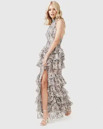 Derma Oscar Maxi Dress Snakeskin Print Size 6