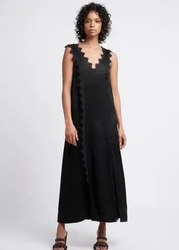 Aje Veil Slip Lace Silk Dress Black Size 10