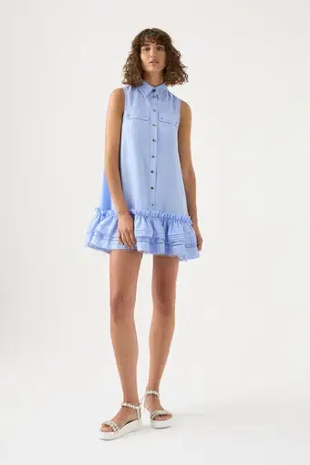 AJE Yvonne Sleeveless Mini Dress Sky Blue Size 12