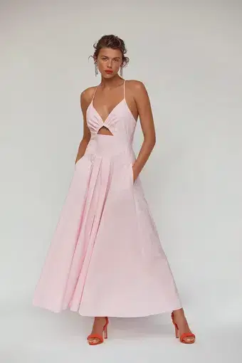 Scanlan Theodore Cotton Strappy Dress Pale Pink Size 8