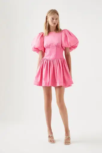 Aje Gianna Puff Sleeve Mini Dress French Rose Pink Size 8