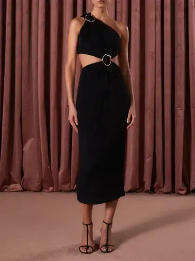 Misha Klara Slinky Jersey Midi Dress Black Size 8