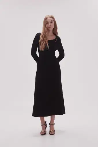 Aje Celeste Twist Knit Midi Dress Black Size M / AU 10