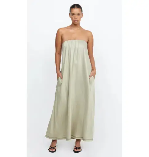 Bec And Bridge Tillie Strapless Maxi Dress Sage Size AU 12