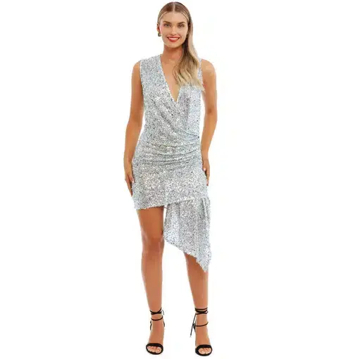 Winona Chroma Sash Dress in Silver Size AU 10