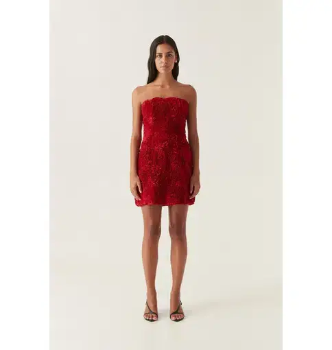 Aje Gazer Rosette Mini Dress Scarlet Red Size AU 4