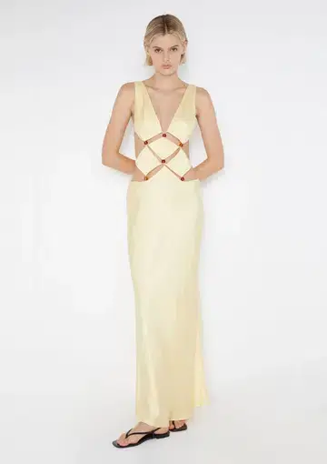 Bec & Bridge Agathe Diamond Dress Butter Yellow Size 10