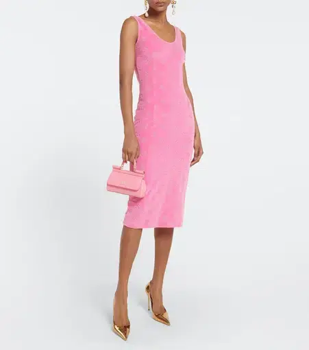 Dolce & Gabbana DG Jacquard Cotton Jersey Midi Dress Rosa Pink Size S / AU 8