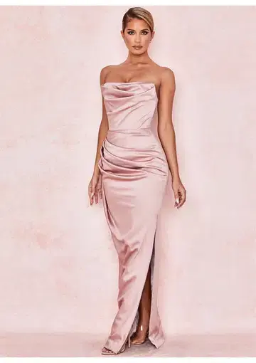 House of CB Adrienne Satin Strapless Gown Blush Size S / AU 8