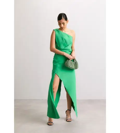 Rachel Gilbert Luna One Shoulder Gown Green Size 8 