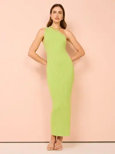 By Nicola Calypso One Shoulder Maxi Dress Lime Marle Size 10