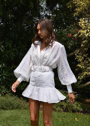 Mackenzie Mode White Embroidered Daisy Dress Size 10