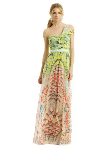 BCBGMAXAZRIA Inga Silk Maxi Dress Abstract Print Size 0 / AU 6