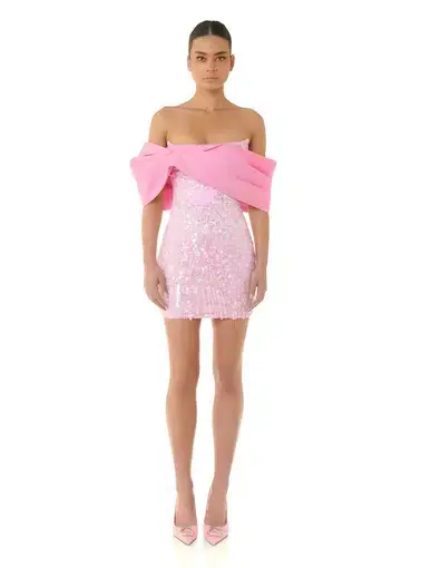 Eliya The Label Bianca Dress Pink Sequin Size AU 10