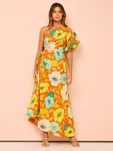 Alemais Plato One Shoulder Midi Dress Floral Size 10