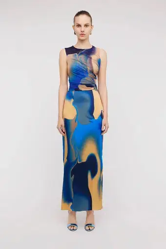 Scanlan Theodore Italian Watercolour Dress in Cobalt Blue Size 6