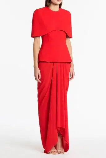 Carla Zampatti Georgette Waterfall Maxi Skirt in Red Size XS / AU 6