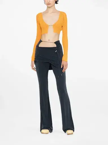 Jacquemus Logo Embelished Cropped Cardigan in Orange Size XS / AU 6