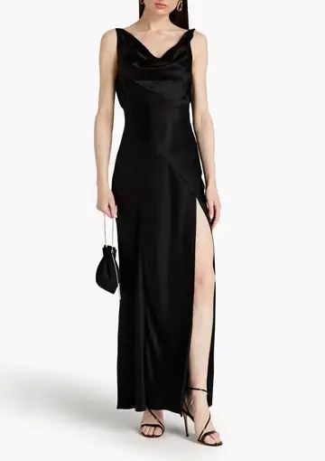 Nicholas Alfina Draped Satin Gown Black Size S / AU 8