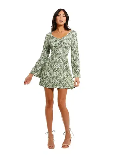 Faithfull the Brand Thomasina Dress Green Print Size 8
