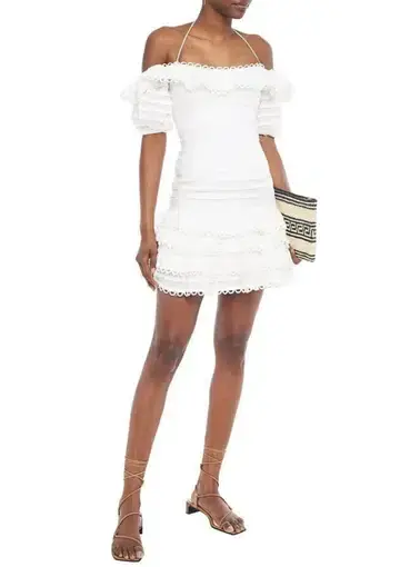 Zimmermann Allia Pintuck Off Shoulder Dress White Size 0 / AU 8