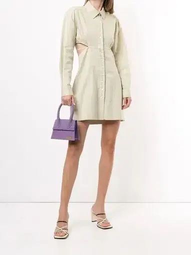 Jacquemus La Robe Cavaou Courte Shirt Mini Dress Beige Size 40 / AU 10