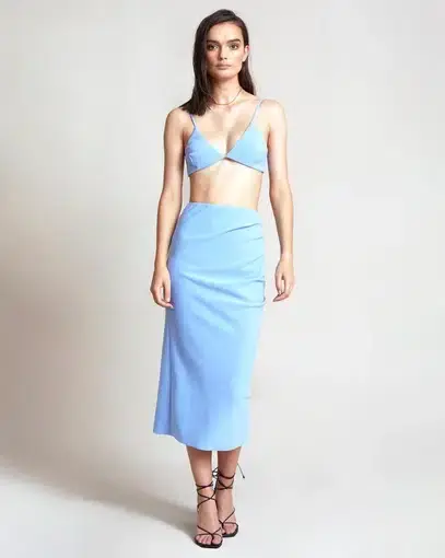 Bec and Bridge Noa Bralette and Midi Skirt Set Blue Size 6

