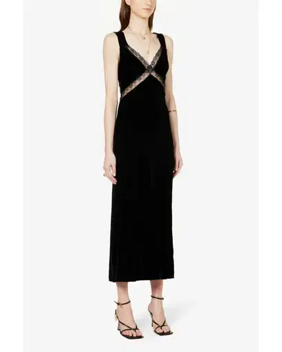 Reformation Lorenzo Midi Velvet Gown Black Size AU 10