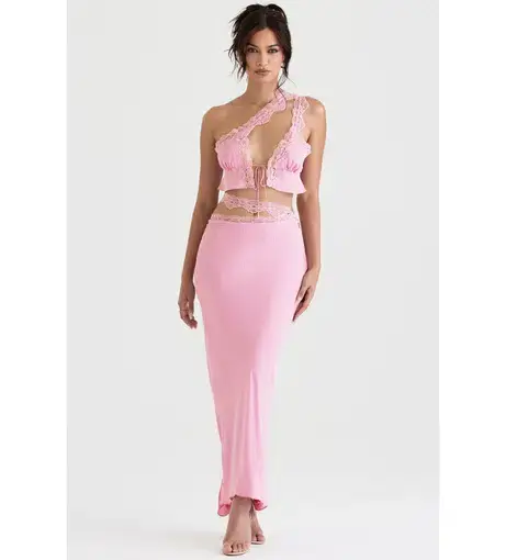 House of CB Lorena Cropped Top & Mathilda  Maxi Skirt Set Pink Size XS / AU 6