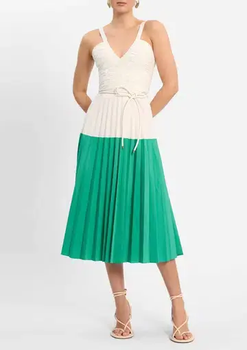 Rebecca Vallance Gia Midi Dress Green/White Size 10